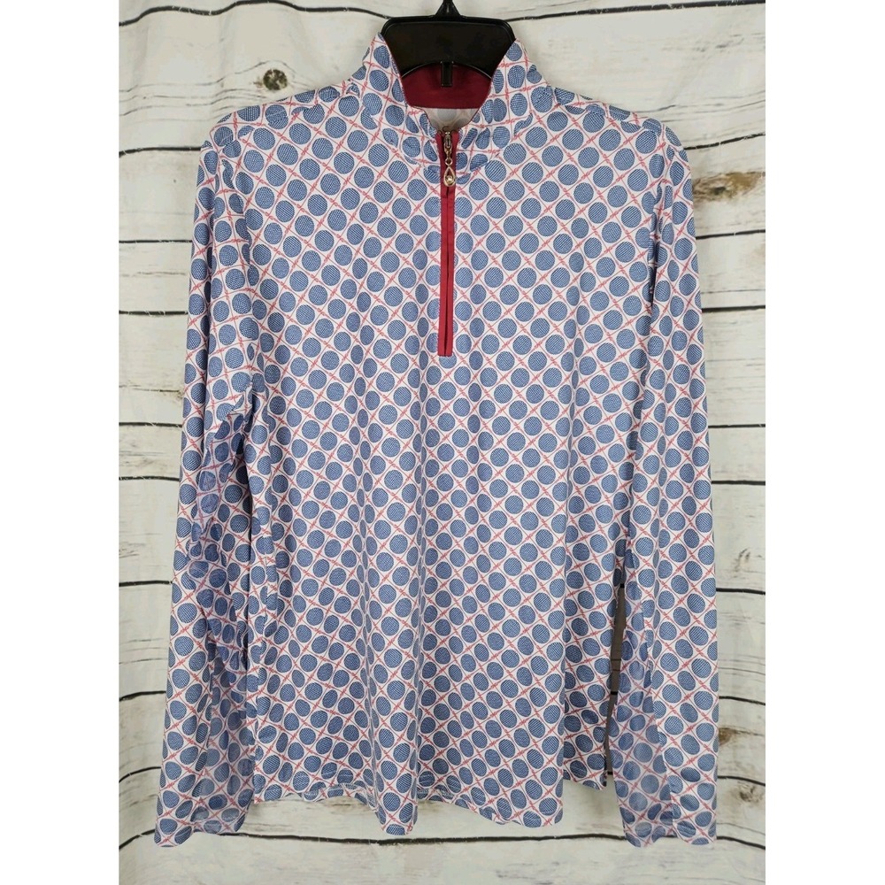 San Soleil 1/4 Zip Cooling Golf Print Top L 1/4 Zip Pullover Womens UPF 50